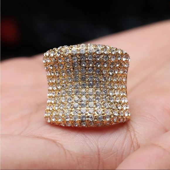 QVC Bold Concave Band Ring Simulated Diamond Size 6 Sterling Silver 925 - Picture 4 of 4